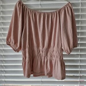 Pink Smocked On Or Off Shoulder Blouse Top From LOFT Size L